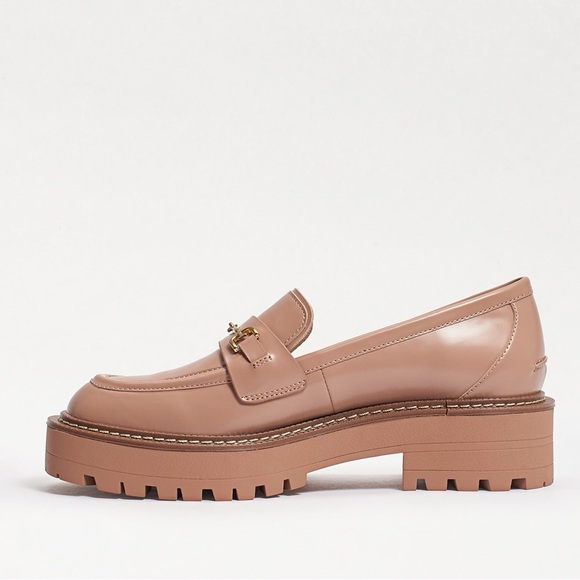 Sam Edelman Laurs Lug Sole Loafer Size 7.5 Color Maple Sugar Box Leather - Picture 4 of 12